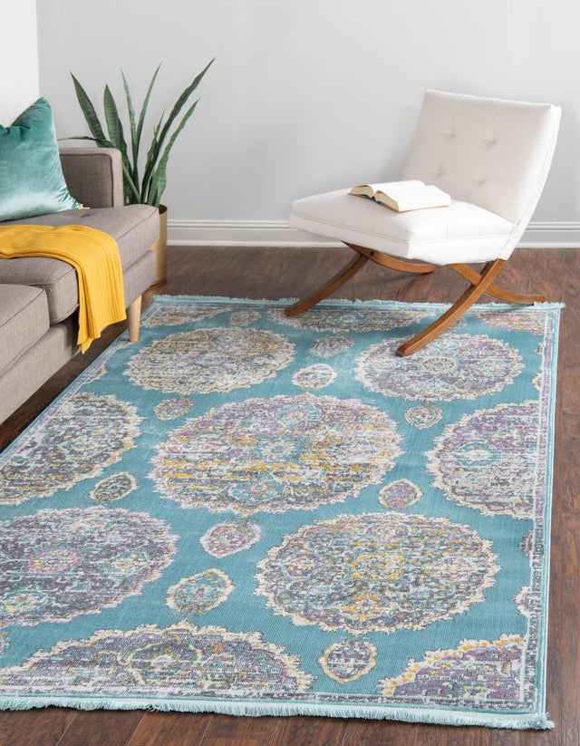 Blue 2' 2 x 3' Paragon Rectangle Area Rug 100% Polypropylene Colorful Vivid Boho Style Modern Carpet for Unique Interiors for Sale at Rug Engine