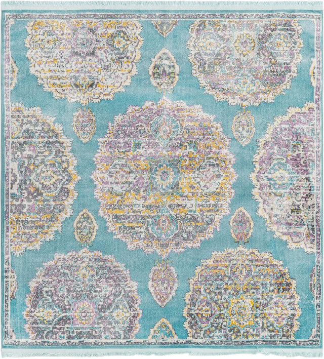 Blue 5' 5 x 5' 5 Paragon Square Area Rug 100% Polypropylene Colorful Vivid Boho Style Modern Carpet for Unique Interiors for Sale at Rug Engine