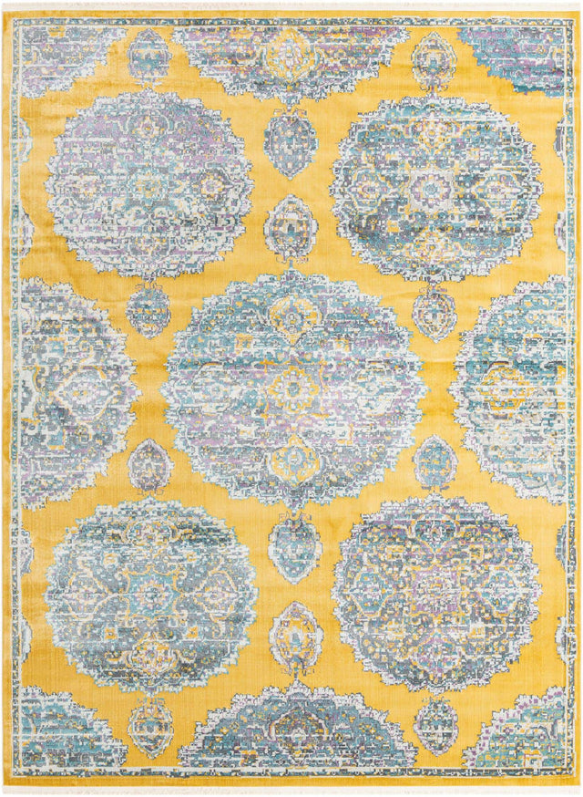 Yellow 9' x 12' Paragon Rectangle Area Rug 100% Polypropylene Colorful Vivid Boho Style Modern Carpet for Unique Interiors for Sale at Rug Engine