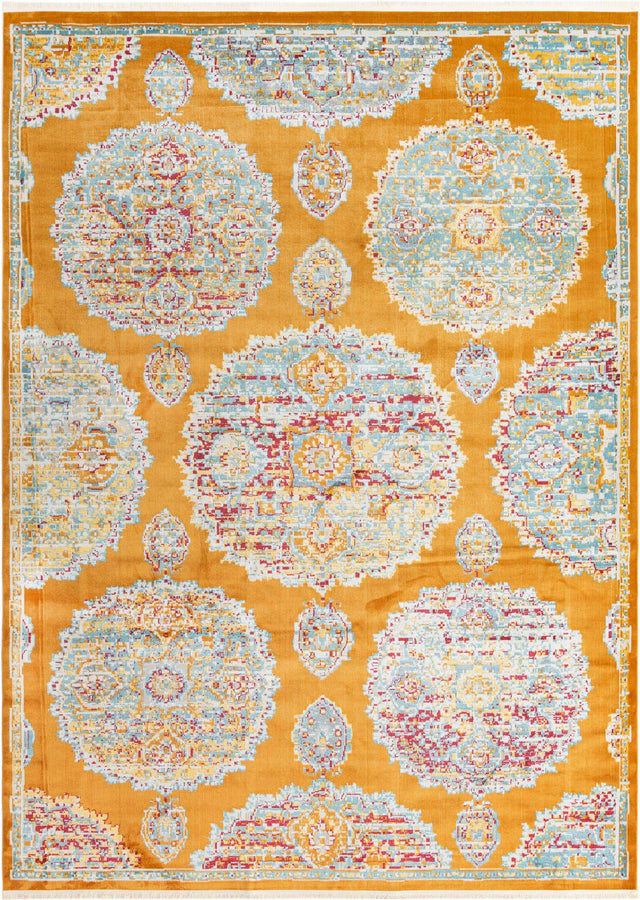 Orange 9' x 12' Paragon Rectangle Area Rug 100% Polypropylene Colorful Vivid Boho Style Modern Carpet for Unique Interiors for Sale at Rug Engine