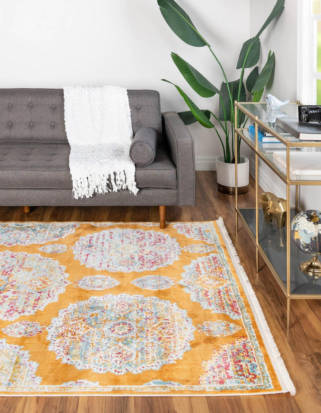 Orange 6' x 9' Paragon Rectangle Area Rug 100% Polypropylene Colorful Vivid Boho Style Modern Carpet for Unique Interiors for Sale at Rug Engine