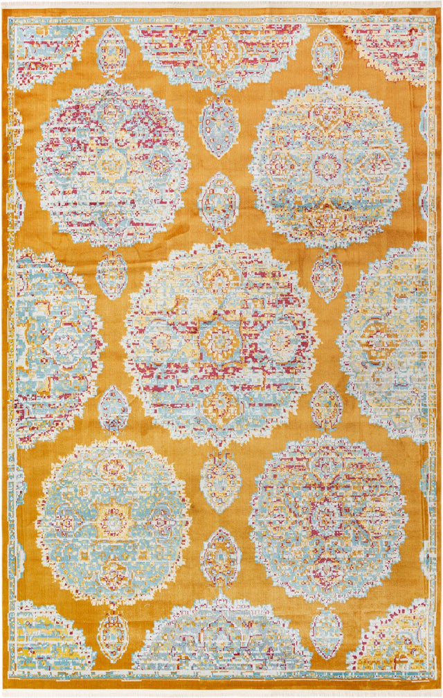 Orange 5' 5 x 8' Paragon Rectangle Area Rug 100% Polypropylene Colorful Vivid Boho Style Modern Carpet for Unique Interiors for Sale at Rug Engine