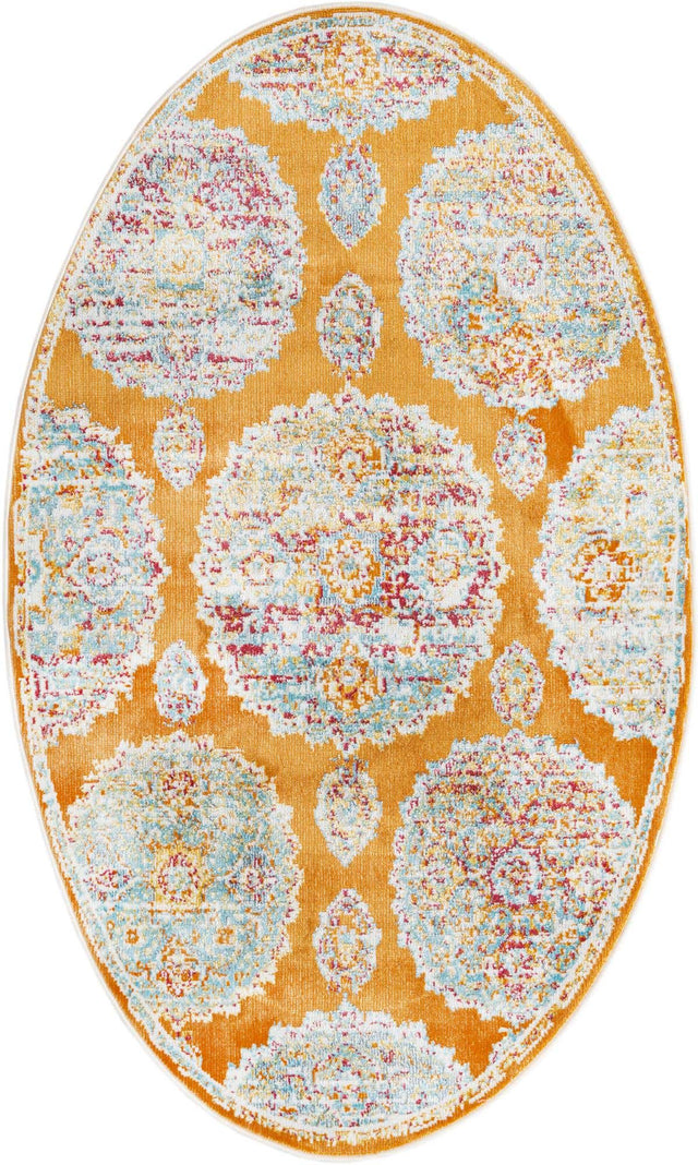 Orange 3' 3 x 5' 3 Paragon Oval Area Rug 100% Polypropylene Colorful Vivid Boho Style Modern Carpet for Unique Interiors for Sale at Rug Engine