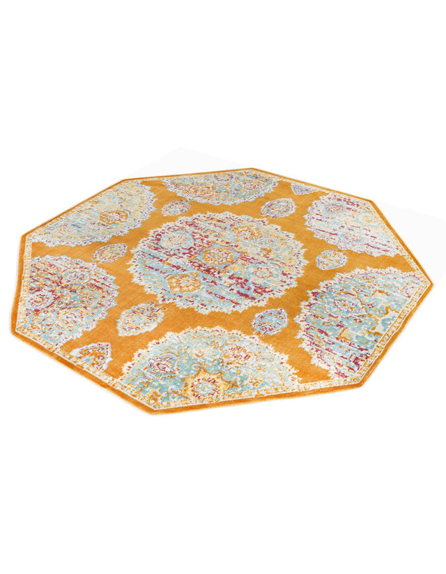 Orange 6' x 6' Paragon Octagon Area Rug 100% Polypropylene Colorful Vivid Boho Style Modern Carpet for Unique Interiors for Sale at Rug Engine