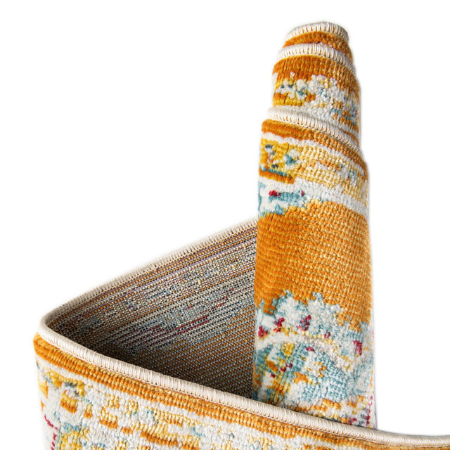 Orange 4' x 4' Paragon Octagon Area Rug 100% Polypropylene Colorful Vivid Boho Style Modern Carpet for Unique Interiors for Sale at Rug Engine