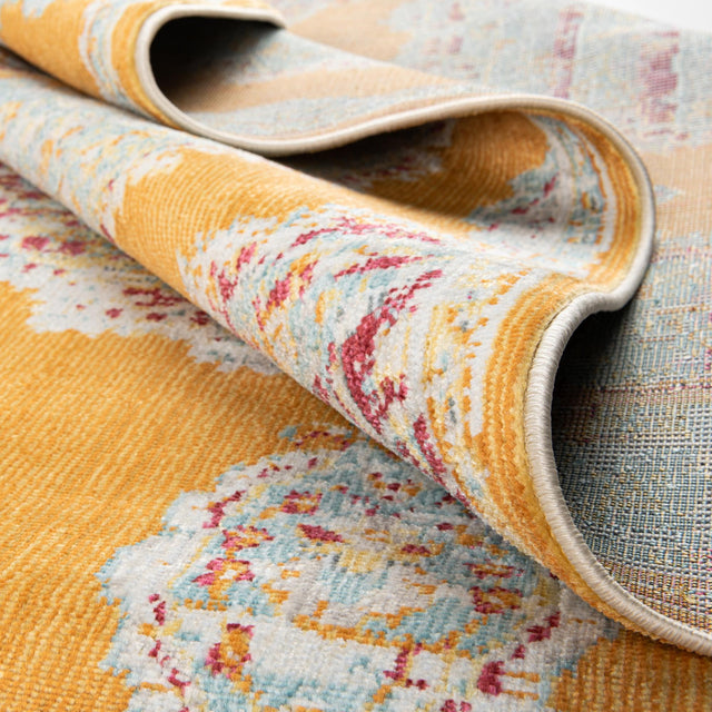 Orange 6' x 6' Paragon Octagon Area Rug 100% Polypropylene Colorful Vivid Boho Style Modern Carpet for Unique Interiors for Sale at Rug Engine