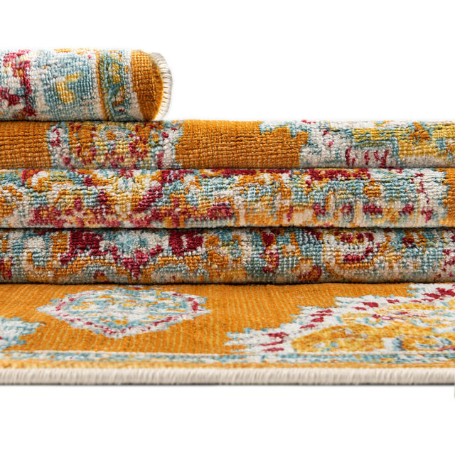 Orange 6' x 6' Paragon Octagon Area Rug 100% Polypropylene Colorful Vivid Boho Style Modern Carpet for Unique Interiors for Sale at Rug Engine