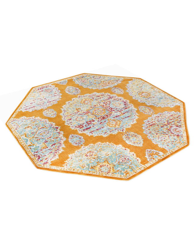 Orange 6' x 6' Paragon Octagon Area Rug 100% Polypropylene Colorful Vivid Boho Style Modern Carpet for Unique Interiors for Sale at Rug Engine