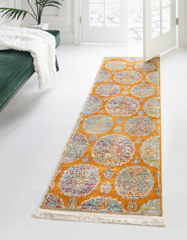Orange 2' 7 x 10' Paragon Runner Area Rug 100% Polypropylene Colorful Vivid Boho Style Modern Carpet for Unique Interiors for Sale at Rug Engine