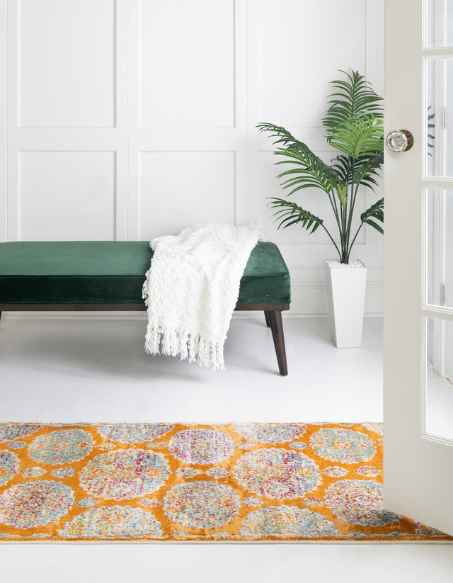 Orange 2' 7 x 12' Paragon Runner Area Rug 100% Polypropylene Colorful Vivid Boho Style Modern Carpet for Unique Interiors for Sale at Rug Engine