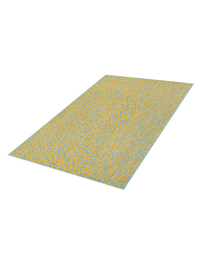 Yellow and Aqua 5' 3 x 8' Jill Zarin Outdoor Rectangle Area Rug Weather Resistant for Patio, Deck, Terrace, Balcony, Porch Durable 100% Polypropylene Carpet for Outside for Sale at Rug Engine