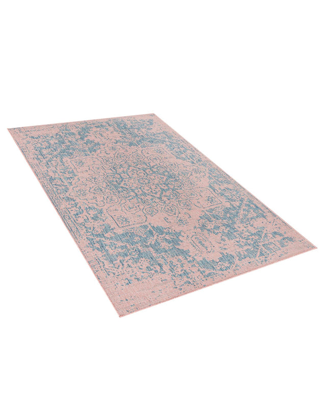 Pink and Aqua 5' 3 x 8' Jill Zarin Outdoor Rectangle Area Rug Weather Resistant for Patio, Deck, Terrace, Balcony, Porch Durable 100% Polypropylene Carpet for Outside for Sale at Rug Engine