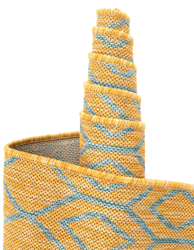 Yellow and Aqua 3' 1 x 5' 3 Jill Zarin Outdoor Rectangle Area Rug Weather Resistant for Patio, Deck, Terrace, Balcony, Porch Durable 100% Polypropylene Carpet for Outside for Sale at Rug Engine