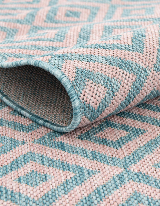 Pink and Aqua 9' x 12' Jill Zarin Outdoor Rectangle Area Rug Weather Resistant for Patio, Deck, Terrace, Balcony, Porch Durable 100% Polypropylene Carpet for Outside for Sale at Rug Engine