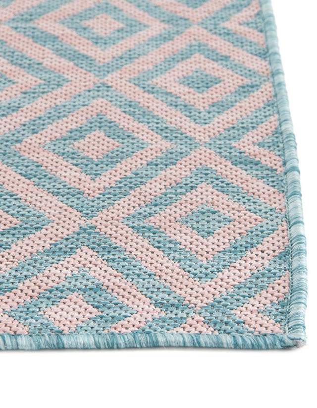 Pink and Aqua 9' x 12' Jill Zarin Outdoor Rectangle Area Rug Weather Resistant for Patio, Deck, Terrace, Balcony, Porch Durable 100% Polypropylene Carpet for Outside for Sale at Rug Engine