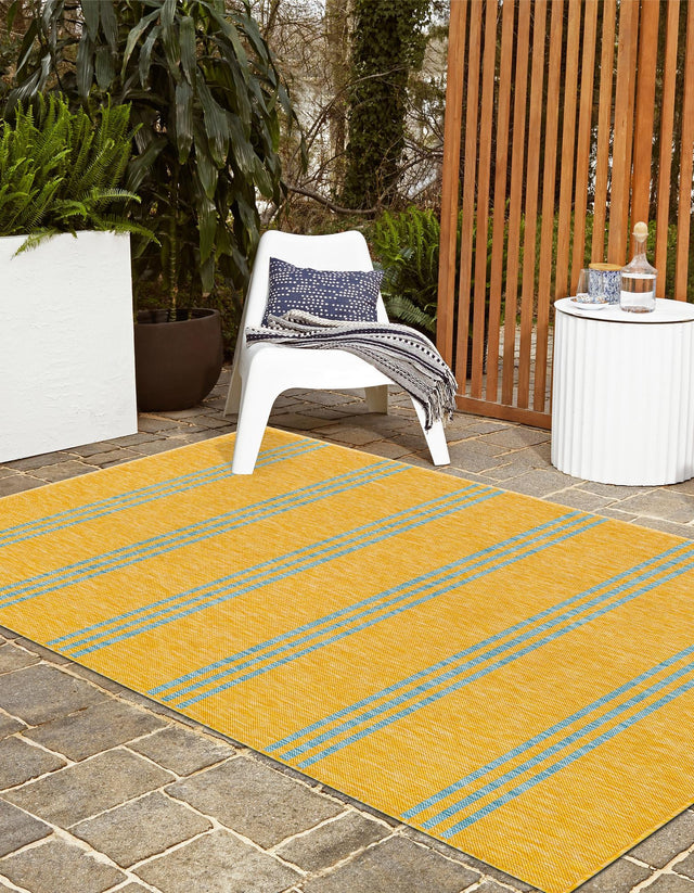 Yellow and Aqua 2' x 3' 1 Jill Zarin Outdoor Rectangle Area Rug Weather Resistant for Patio, Deck, Terrace, Balcony, Porch Durable 100% Polypropylene Carpet for Outside for Sale at Rug Engine