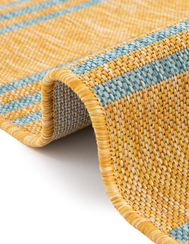 Yellow and Aqua 2' x 3' 1 Jill Zarin Outdoor Rectangle Area Rug Weather Resistant for Patio, Deck, Terrace, Balcony, Porch Durable 100% Polypropylene Carpet for Outside for Sale at Rug Engine
