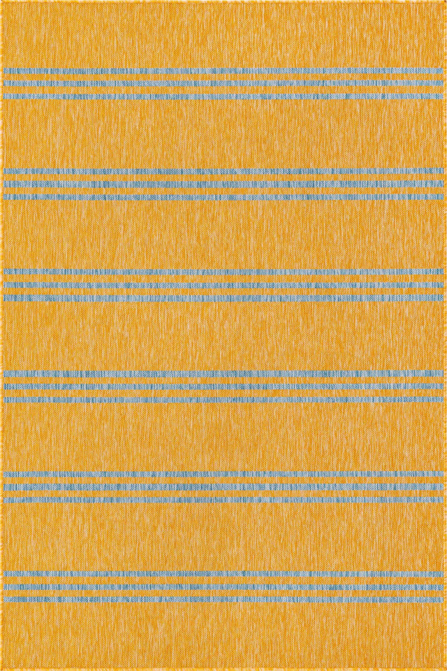 Yellow and Aqua 5' 3 x 8' Jill Zarin Outdoor Rectangle Area Rug Weather Resistant for Patio, Deck, Terrace, Balcony, Porch Durable 100% Polypropylene Carpet for Outside for Sale at Rug Engine