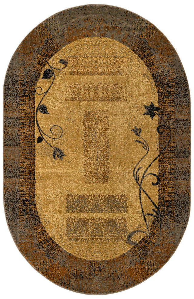 Beige 5' 3 x 8' Barista Oval Area Rug 100% Polypropylene Abstract Modern Geometric Carpet for Living Room Dining Office Dorm Room Decor for Sale at Rug Engine