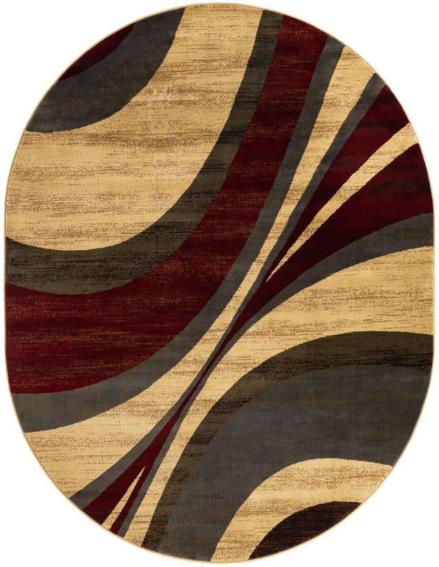 Beige 7' 10 x 10' Barista Oval Area Rug 100% Polypropylene Abstract Modern Geometric Carpet for Living Room Dining Office Dorm Room Decor for Sale at Rug Engine