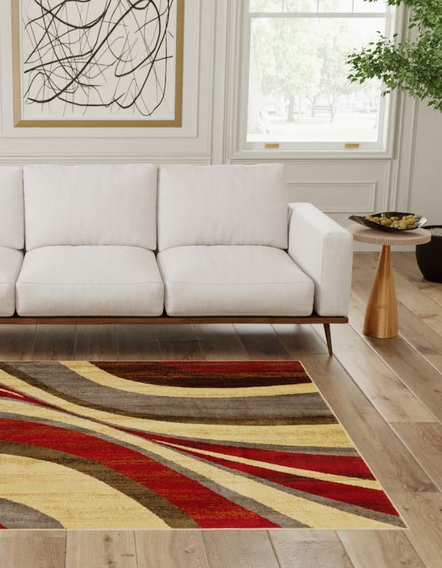 Beige 7' 1 x 7' 1 Barista Square Area Rug 100% Polypropylene Abstract Modern Geometric Carpet for Living Room Dining Office Dorm Room Decor for Sale at Rug Engine