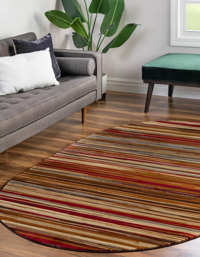 Beige 4' 1 x 6' 1 Barista Oval Area Rug 100% Polypropylene Abstract Modern Geometric Carpet for Living Room Dining Office Dorm Room Decor for Sale at Rug Engine