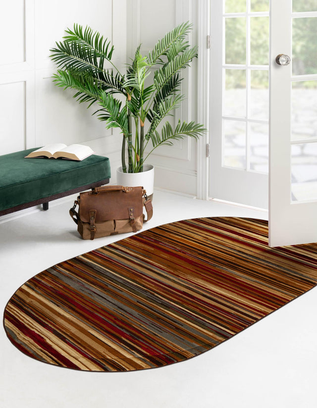 Beige 5' 3 x 8' Barista Oval Area Rug 100% Polypropylene Abstract Modern Geometric Carpet for Living Room Dining Office Dorm Room Decor for Sale at Rug Engine