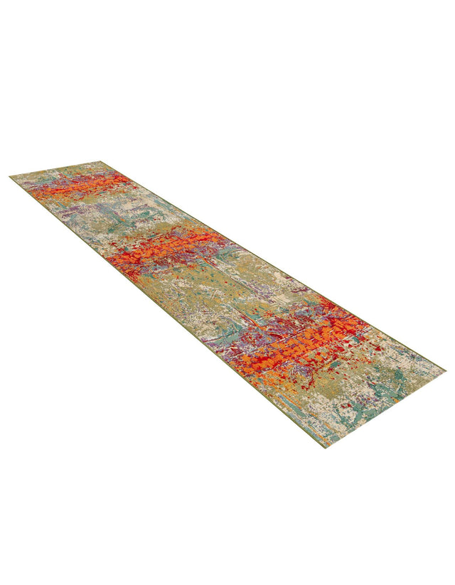 Multicolor 2' 7 x 11' Outdoor Modern Runner Area Rug Weather Resistant for Patio, Deck, Terrace, Balcony, Porch 100% Polypropylene Modern Outside Carpet for Sale at Rug Engine