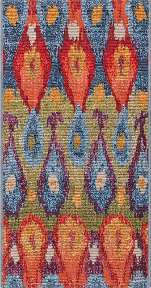 Multicolor 2' x 3' 11 Outdoor Modern Runner Area Rug Weather Resistant for Patio, Deck, Terrace, Balcony, Porch 100% Polypropylene Modern Outside Carpet for Sale at Rug Engine