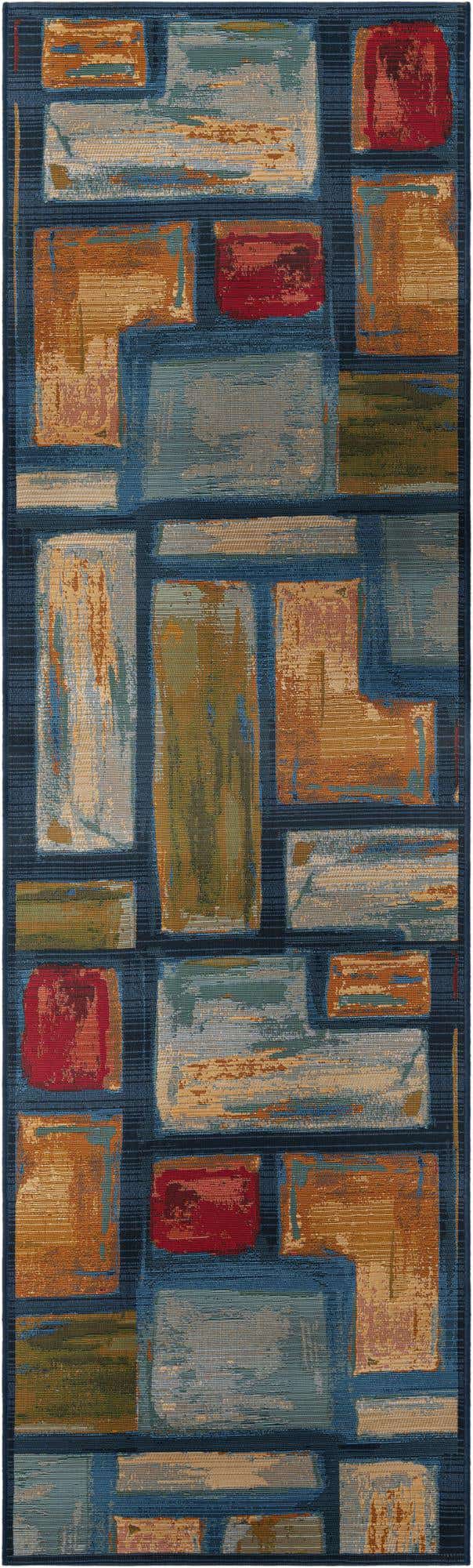 Multicolor 2' 7 x 10' Outdoor Modern Runner Area Rug Weather Resistant for Patio, Deck, Terrace, Balcony, Porch 100% Polypropylene Modern Outside Carpet for Sale at Rug Engine