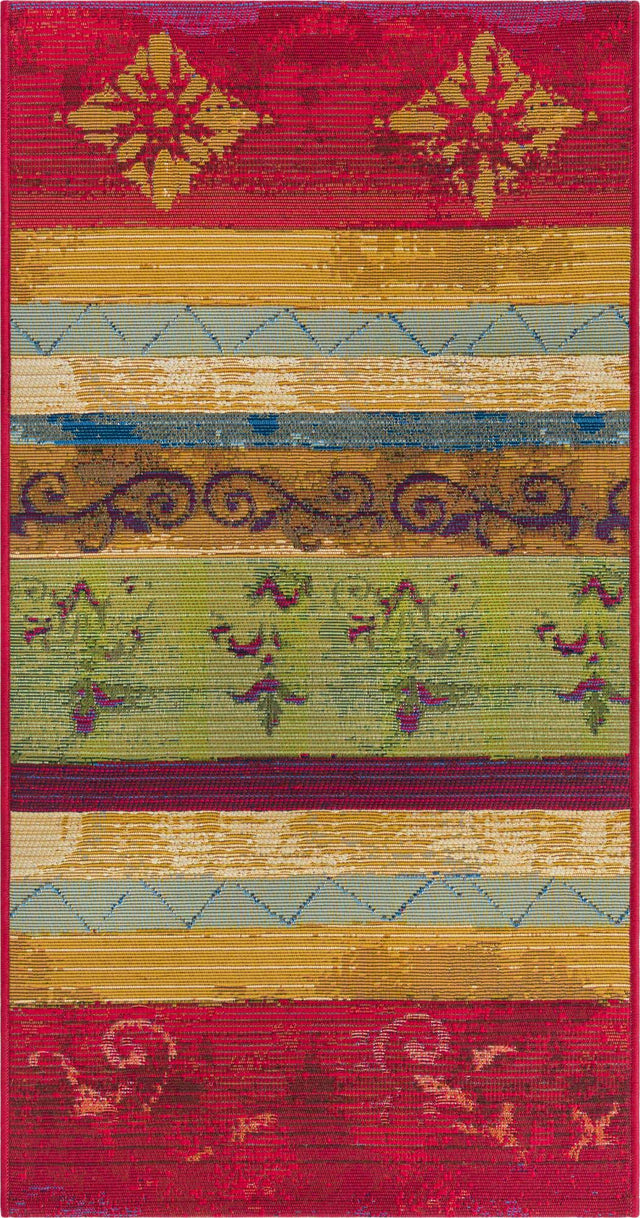 Multicolor 2' x 3' 11 Outdoor Modern Runner Area Rug Weather Resistant for Patio, Deck, Terrace, Balcony, Porch 100% Polypropylene Modern Outside Carpet for Sale at Rug Engine