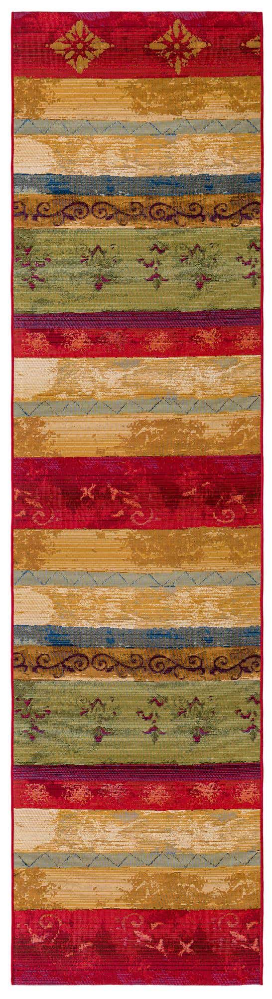 Multicolor 2' 7 x 9' Outdoor Modern Runner Area Rug Weather Resistant for Patio, Deck, Terrace, Balcony, Porch 100% Polypropylene Modern Outside Carpet for Sale at Rug Engine