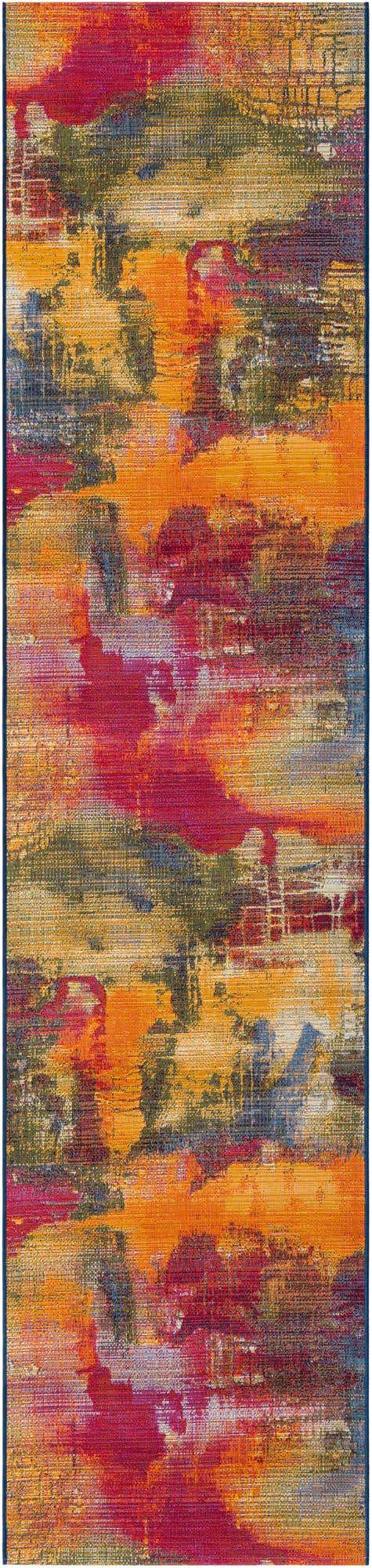 Multicolor 2' 7 x 12' Outdoor Modern Runner Area Rug Weather Resistant for Patio, Deck, Terrace, Balcony, Porch 100% Polypropylene Modern Outside Carpet for Sale at Rug Engine