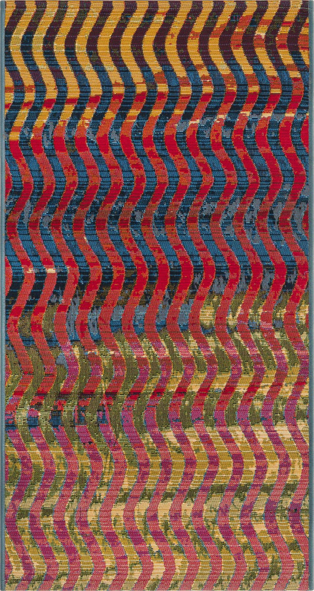Multicolor 2' x 3' 11 Outdoor Modern Runner Area Rug Weather Resistant for Patio, Deck, Terrace, Balcony, Porch 100% Polypropylene Modern Outside Carpet for Sale at Rug Engine