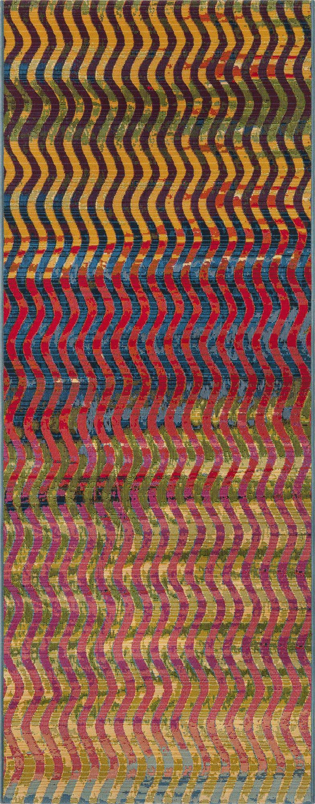 Multicolor 2' 7 x 7' Outdoor Modern Runner Area Rug Weather Resistant for Patio, Deck, Terrace, Balcony, Porch 100% Polypropylene Modern Outside Carpet for Sale at Rug Engine