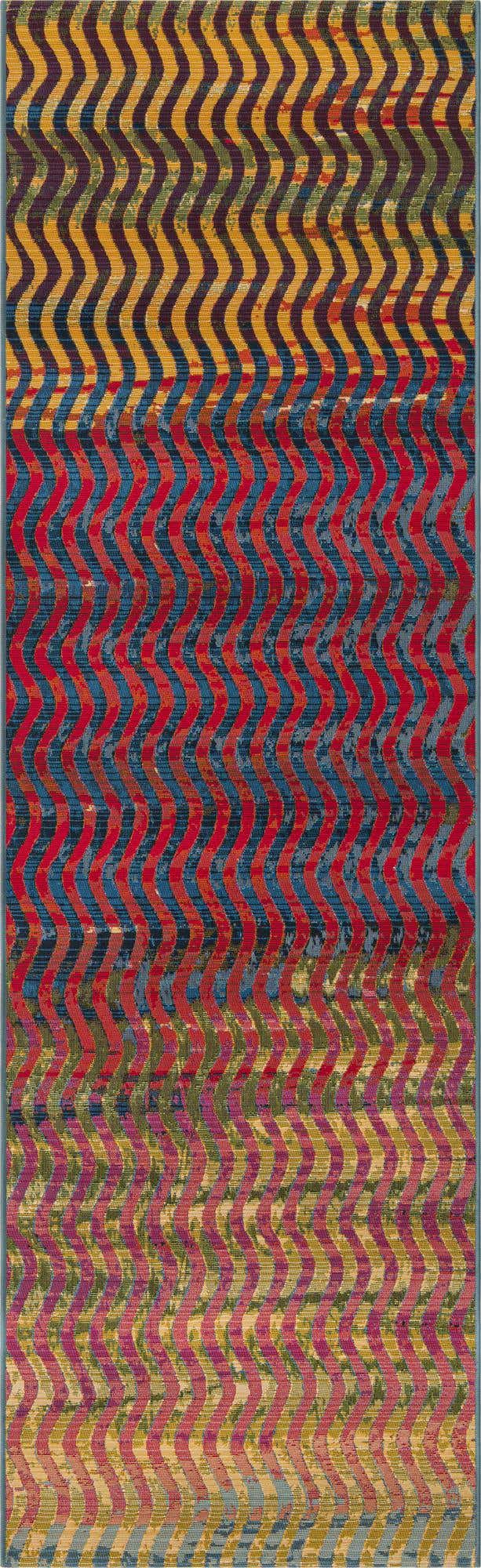 Multicolor 2' 7 x 9' Outdoor Modern Runner Area Rug Weather Resistant for Patio, Deck, Terrace, Balcony, Porch 100% Polypropylene Modern Outside Carpet for Sale at Rug Engine