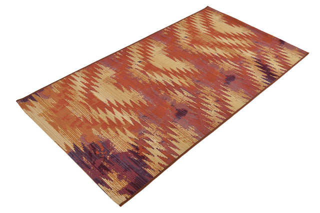 Red 2' 7 x 5' 3 Outdoor Modern Runner Area Rug Weather Resistant for Patio, Deck, Terrace, Balcony, Porch 100% Polypropylene Modern Outside Carpet for Sale at Rug Engine