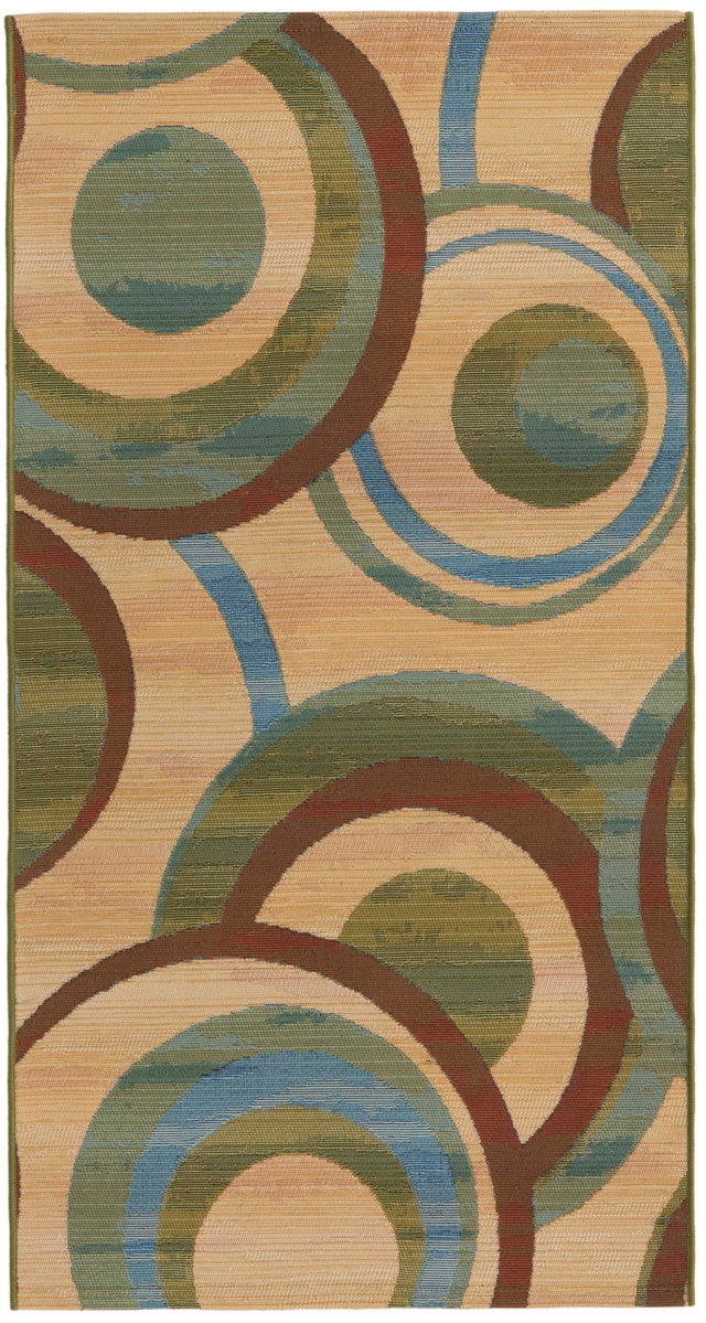 Beige 2' 7 x 5' 3 Outdoor Modern Runner Area Rug Weather Resistant for Patio, Deck, Terrace, Balcony, Porch 100% Polypropylene Modern Outside Carpet for Sale at Rug Engine