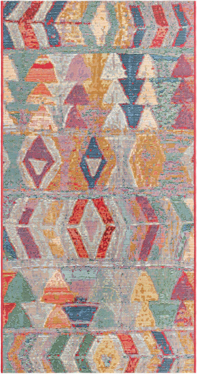 Multicolor 2' 7 x 5' 3 Outdoor Modern Runner Area Rug Weather Resistant for Patio, Deck, Terrace, Balcony, Porch 100% Polypropylene Modern Outside Carpet for Sale at Rug Engine