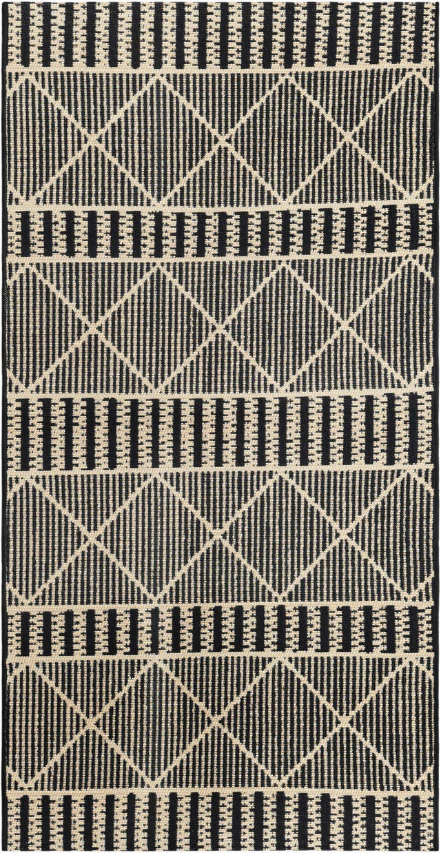 Black 2' 7 x 5' 3 Outdoor Trellis Runner Area Rug Weather Resistant for Patio, Deck, Terrace, Balcony, Porch Geometric Design Water Safe Outside Carpet for Sale at Rug Engine