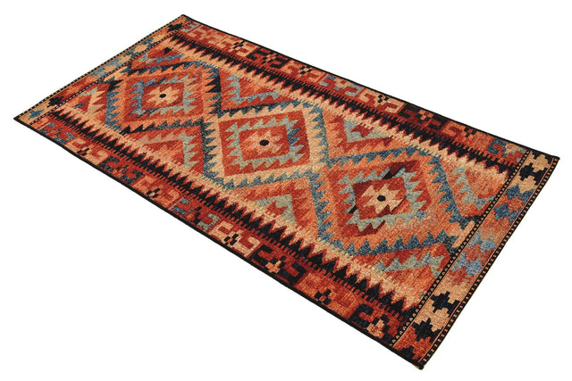 Multicolor 2' 7 x 5' 3 Outdoor Tribal Runner Area Rug Weather Resistant for Patio, Deck, Terrace, Balcony, Porch Traditional Design Water Safe Outside Carpet for Sale at Rug Engine