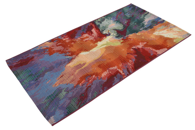 Multicolor 2' 7 x 5' 3 Outdoor Modern Runner Area Rug Weather Resistant for Patio, Deck, Terrace, Balcony, Porch 100% Polypropylene Modern Outside Carpet for Sale at Rug Engine