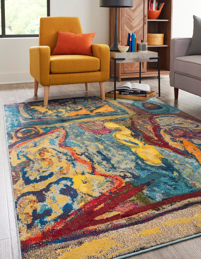 Multicolor 7' 1 x 10' Haerfest Rectangle Area Rug Abstract Super Colorful Modern Vivid Carpet for Unique Interior Design Room Decorating for Sale at Rug Engine