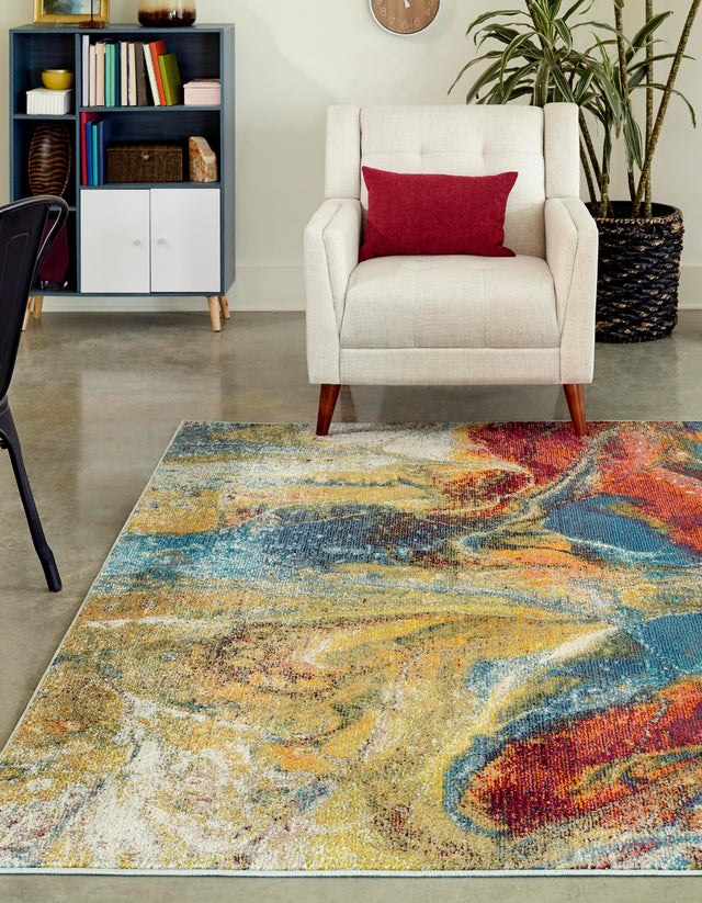 Multicolor 4' x 6' Haerfest Rectangle Area Rug Abstract Super Colorful Modern Vivid Carpet for Unique Interior Design Room Decorating for Sale at Rug Engine