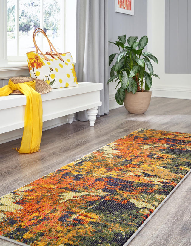 Brown 2' x 4' Haerfest Runner Area Rug Abstract Super Colorful Modern Vivid Carpet for Unique Interior Design Room Decorating for Sale at Rug Engine
