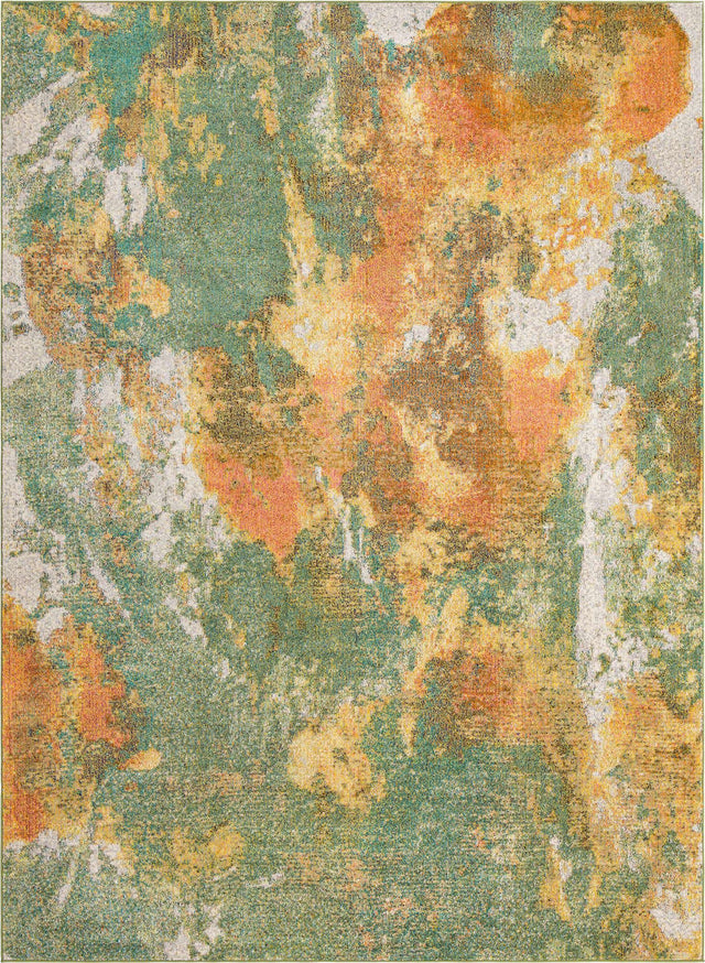 Green 9' x 12' Haerfest Rectangle Area Rug Abstract Super Colorful Modern Vivid Carpet for Unique Interior Design Room Decorating for Sale at Rug Engine