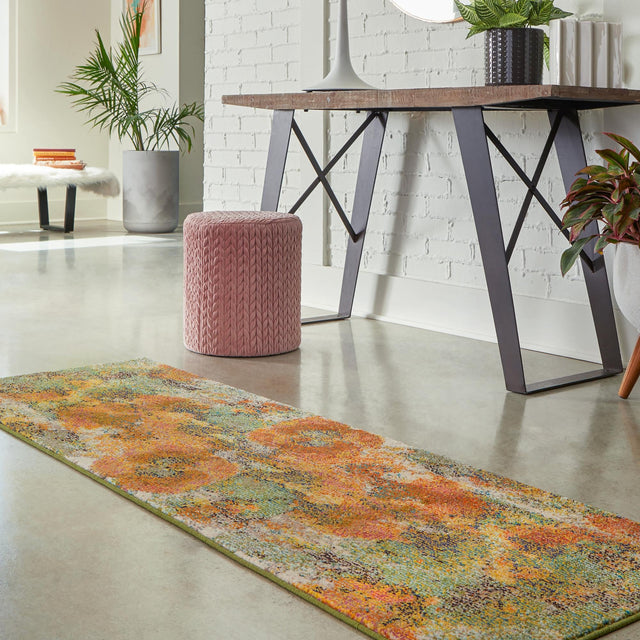 Green 2' x 4' Haerfest Runner Area Rug Abstract Super Colorful Modern Vivid Carpet for Unique Interior Design Room Decorating for Sale at Rug Engine