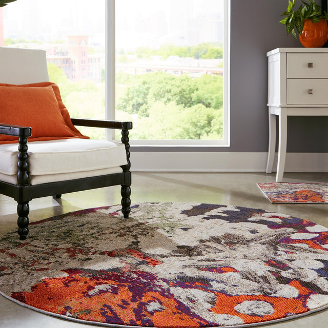Multicolor 7' 10 x 7' 10 Haerfest Round Area Rug Abstract Super Colorful Modern Vivid Carpet for Unique Interior Design Room Decorating for Sale at Rug Engine