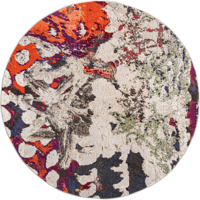 Multicolor 5' 3 x 5' 3 Haerfest Round Area Rug Abstract Super Colorful Modern Vivid Carpet for Unique Interior Design Room Decorating for Sale at Rug Engine