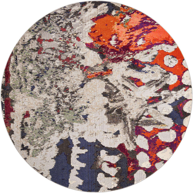 Multicolor 7' 10 x 7' 10 Haerfest Round Area Rug Abstract Super Colorful Modern Vivid Carpet for Unique Interior Design Room Decorating for Sale at Rug Engine
